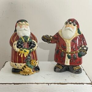 Sakura Debbie Mumm "Santa’s Spirit" Salt‎ & Pepper Shaker Set Santa Christmas